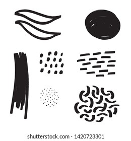 Hand drawn doodle pen brushes. Set of hand drawn grunge strokes and graphic elements. 