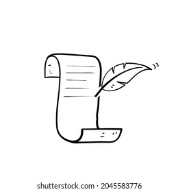 hand drawn doodle pen and paper writing icon symbol for copy writing illustration