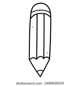 Hand drawn doodle pencil with eraser isolated on white background. Vector illustration.
