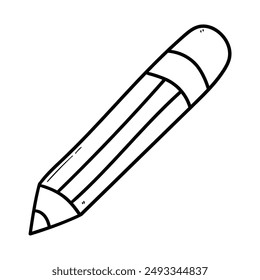 Hand drawn doodle pencil with eraser isolated on white background. Vector illustration.