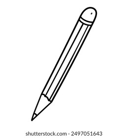 Hand drawn doodle pencil with eraser isolated on white background. Vector illustration.