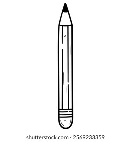 Hand drawn doodle pencil with eraser isolated on white background. Vector illustration.