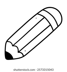 Hand drawn doodle pencil with eraser isolated on white background. Vector illustration.