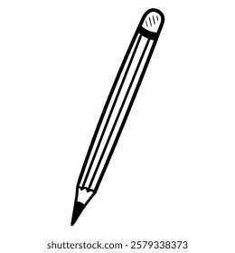 Hand drawn doodle pencil with eraser isolated on white background. Vector illustration.