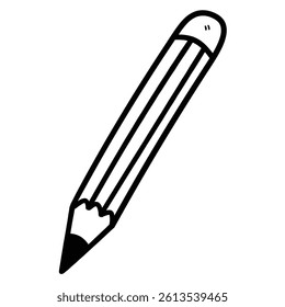 Hand drawn doodle pencil with eraser isolated on white background. Vector illustration.