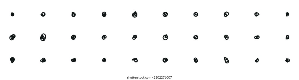 Hand drawn doodle pencil points set. Sketch scribble line circle. Vector isolated illustration