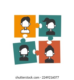 hand drawn doodle People connecting like puzzle symbol for teamwork