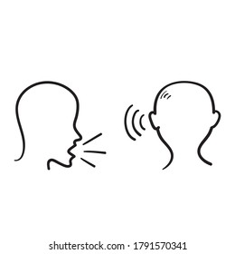 hand drawn doodle people speak and listen icon illustration vector isolated