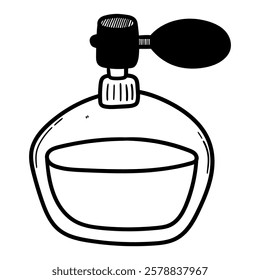 Hand drawn doodle perfume bottle isolated on white background. Vector illustration.