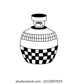 Hand drawn doodle perfume bottle of fragrance, cologne. Perfume concept. Isolated on white background