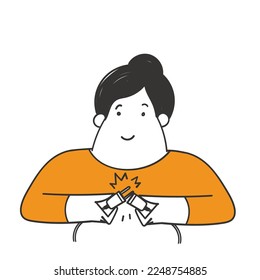 hand drawn doodle person holding electric socket plug illustration