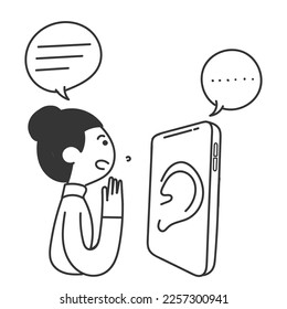 hand drawn doodle person make conversation to big ears