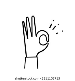 hand drawn doodle person hand ok sign illustration vector