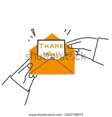 hand drawn doodle person opening thank you letter mail illustration vector