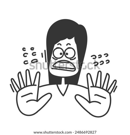 hand drawn doodle person with terrified face