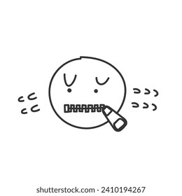 hand drawn doodle person with zippered mouth cartoon