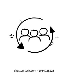 hand drawn doodle Personnel change line icon illustration vector