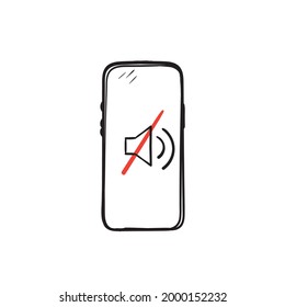 hand drawn doodle phone call prohibit sound call illustration