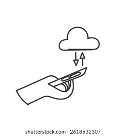 Ilustración de icono de nube de teléfono Doodle dibujado a mano