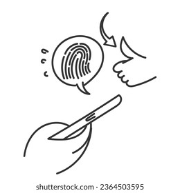 teléfono de doodle dibujado a mano con la ilustración de la tecnología de huellas dactilares de pulmón