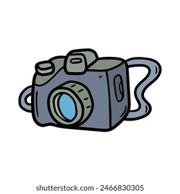 Hand drawn doodle photo camera isolated on white background. Vector illustration.