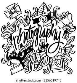 Hand drawn doodle photography illustration.