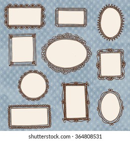 Hand Drawn Doodle Picture Frames On Wallpaper