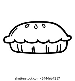Hand drawn doodle pie isolated on white background. Vector illustration.