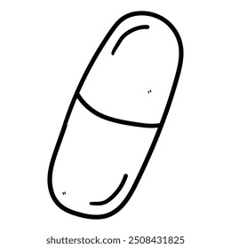 Handgezeichnete Doodle-Pille einzeln auf weißem Hintergrund. Vektorgrafik.