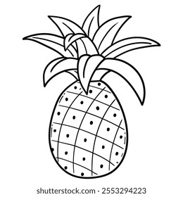Abacaxi rabiscado desenhado à mão isolado no fundo branco. Ilustração vetorial.