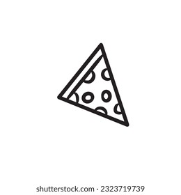 Hand drawn doodle pizza slice isolated on white background