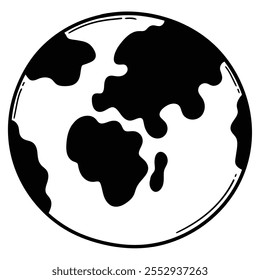 Handgezeichneter Doodle-Planet Erde einzeln auf weißem Hintergrund. Vektorgrafik.