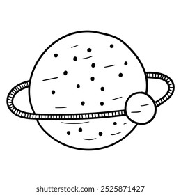 Planeta Saturno desenhado à mão isolado em um fundo branco. Ilustração vetorial.