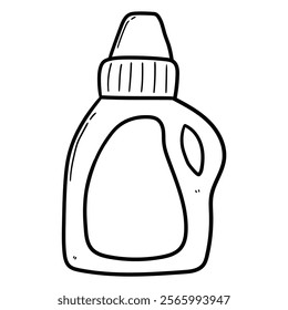 Hand drawn doodle plastic bottle of detergent isolated on white background. Vector illustration.