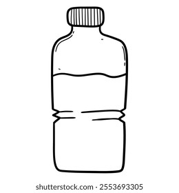 Hand drawn doodle plastic water bottle isolated on white background. Vector illustration.
