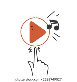 hand drawn doodle play music button icon illustration
