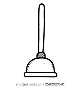Hand drawn doodle plunger isolated on white background. Vector illustration.