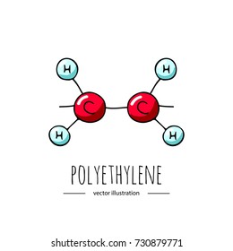 Hand Drawn Doodle Polyethylene Chemical Formula Icon. Vector Illustration. Cartoon Molecule Element. Sketch Polymer Molecular Structure Plastic Scientific Formula Isolated On White Background Bag Film