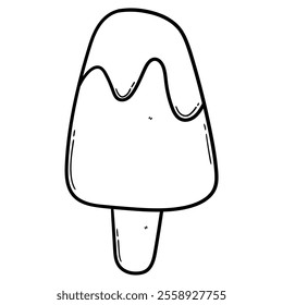 Hand drawn doodle popsicle on a stick isolated on a white background. Vector illustration.