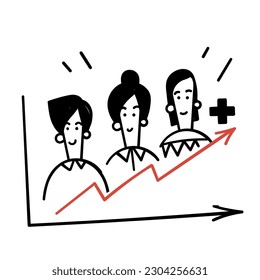 hand drawn doodle population growth icon illustration vector