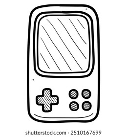 Hand drawn doodle portable game console isolated on white background. Vector illustration.