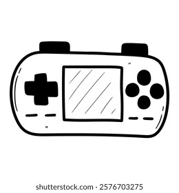 Hand drawn doodle portable video game console isolated on white background. Vector illustration.