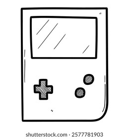 Hand drawn doodle portable video game console isolated on white background. Vector illustration.