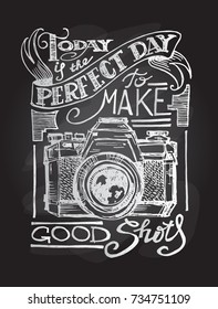 Hand drawn doodle poster. Motivation. Today is the perfect day to make good shots.