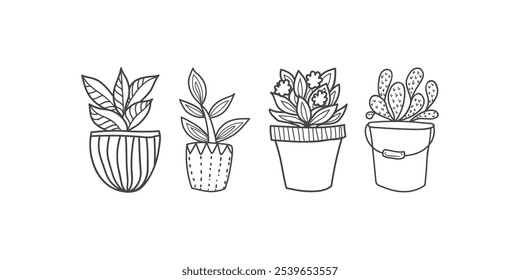 hand drawn doodle potted house plant. the domestic life collection
Hand Drawn Doodle Potted House Plant | Domestic Life Collection of Sketch Style Plants in Pots for Interior Decoration