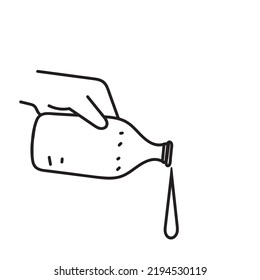 hand drawn doodle pouring liquid from the bottle illustration vector