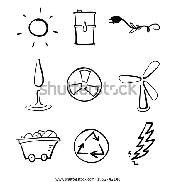 Hand Drawn Doodle Power Energy Line Stock Vector (Royalty Free ...