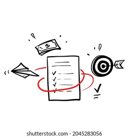 hand drawn doodle Project management related icon illustration vector isolated