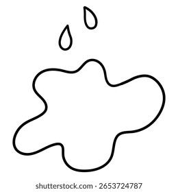 Poça de garatuja desenhada à mão após chuva isolada sobre fundo branco. Ilustração vetorial.