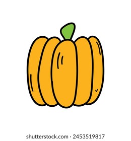 Hand drawn doodle pumpkin isolated on white background. Vector illustration.